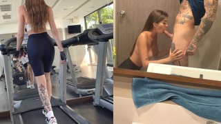 Трахаю незнакомку в туалете спортзала